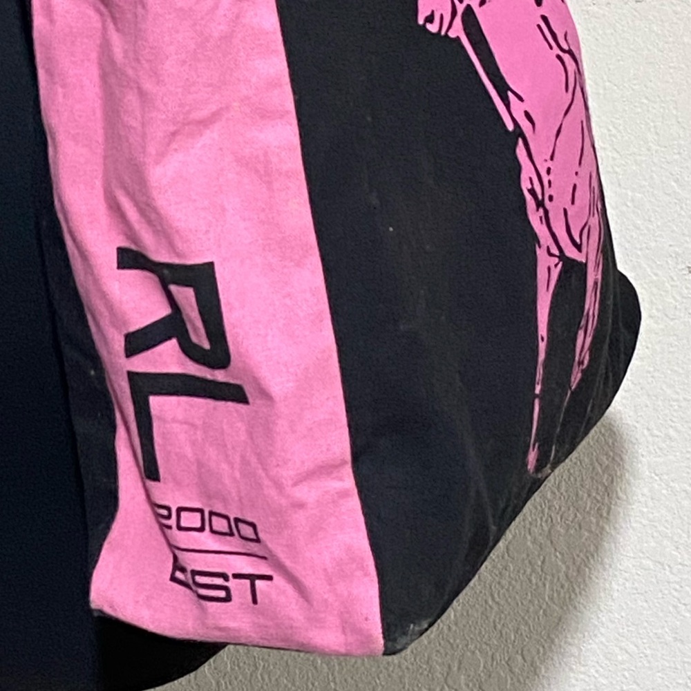 Y2K vtg Ralph Lauren • Colorblock Canvas Tote • Pink Jockey - Picture 4 of 5